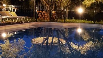 Seasonal outdoor pool, open 8:00 AM to 8:00 PM, sun loungers