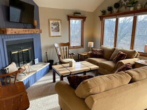 Smart TV, fireplace, video games