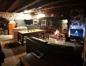 TV, fireplace