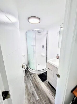 Badewanne, Haartrockner, Handtücher, Seife