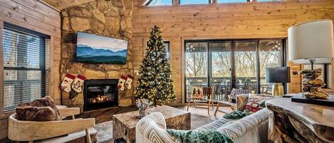 Smart TV, fireplace, video games