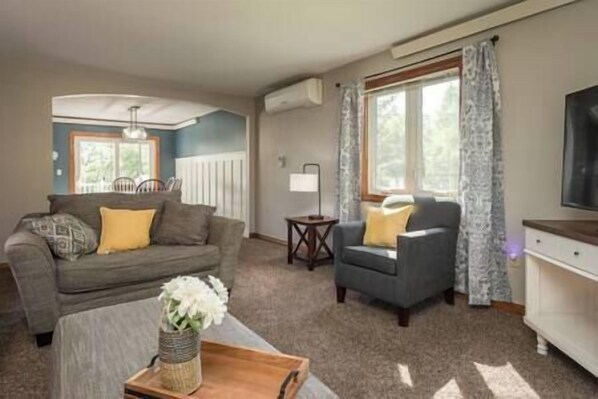 Fernseher, Kamin, DVD-Player