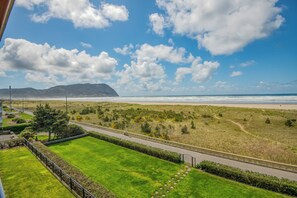 On the beach, sun-loungers, beach towels