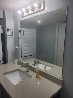 Shower, hair dryer, towels, soap - COZY 2 Bedroom Guest suite with Private Entrance (Edmonton)