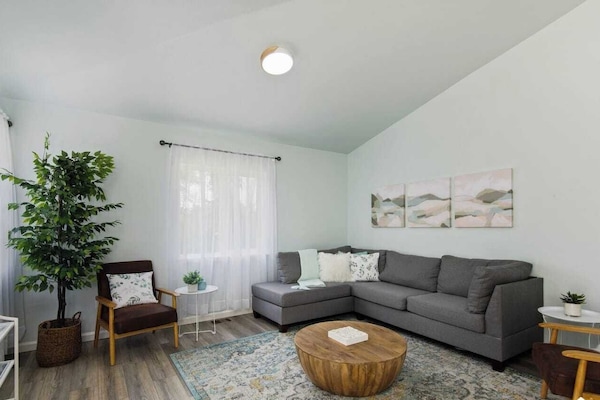 This modern home is fully renovated with modern furniture and Bohemian accents to provide an inviting atmosphere.