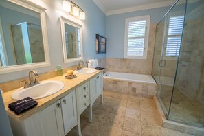Bathtub, hair dryer, towels