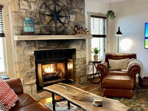 Smart TV, fireplace, video games, DVD player