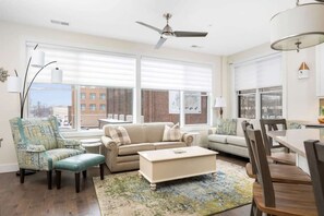 TV, fireplace, offices