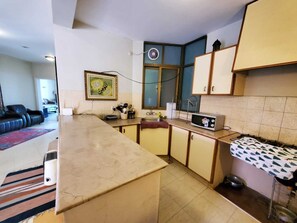 Fridge, cookware/dishes/utensils - Rove Lodging-3 Bed Room Apartment| Mountain View (Murree)