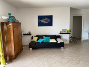 Flat-screen TV, DVD player