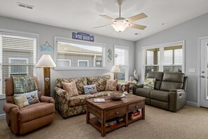 Smart TV, DVD player, books, video library