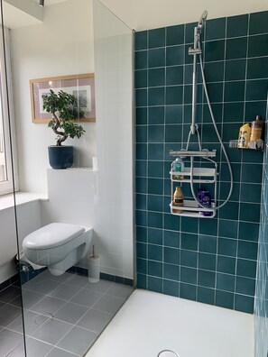 Combined shower/bathtub, hair dryer, towels, soap - Maison de Charme au Calme en Centre-ville (Concarneau)