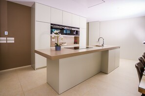 Fridge, microwave, oven, dishwasher