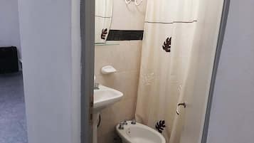 Shower, bidet, towels, soap