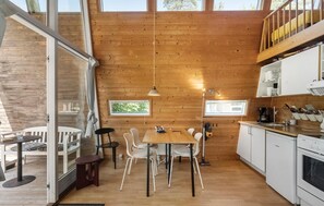 Fridge, coffee/tea maker, cookware/dishes/utensils
