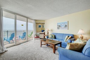 Smart TV, DVD player - 3BR Oceanfront Condo in NTB with Elevator & Community Pool (North Topsail Beach)
