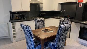Fridge, microwave, oven, electric kettle