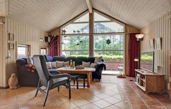 Una televisión, una chimenea