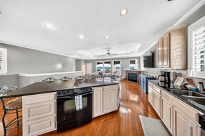 Fridge, microwave, oven, stovetop - Tuscany - Lake Travis Lakefront - Private Dock (Point Venture)
