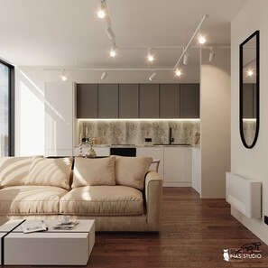 Apartment, 2 Bedrooms, Balcony, Mountain View | Living area | TV - Olea Residence, Luxury sea View Apartment With Private Beach (Himarë)