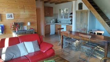 Télévision, cheminée, lecteur de DVD, chaßne hi-fi