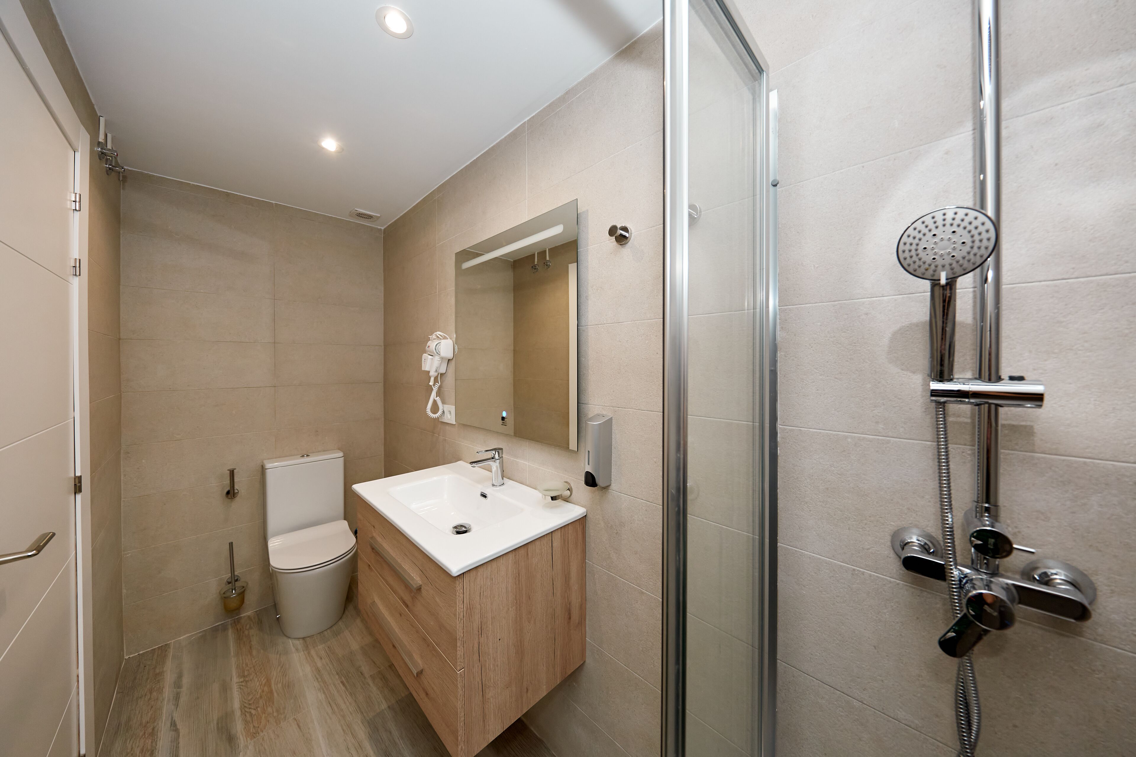 superior double or twin room | bathroom | shower, hair dryer, towels, soap