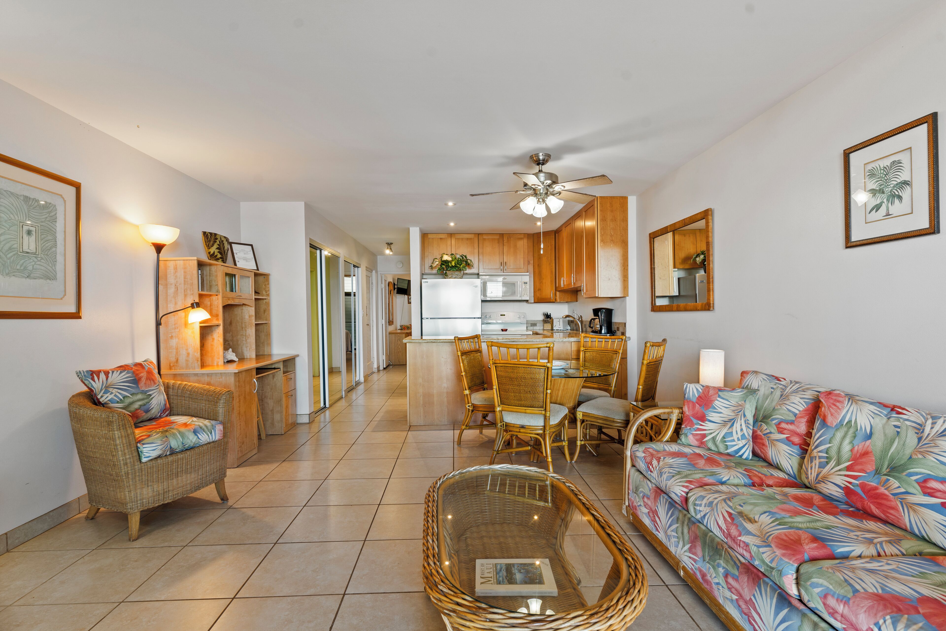 TV, DVD player, books, offices