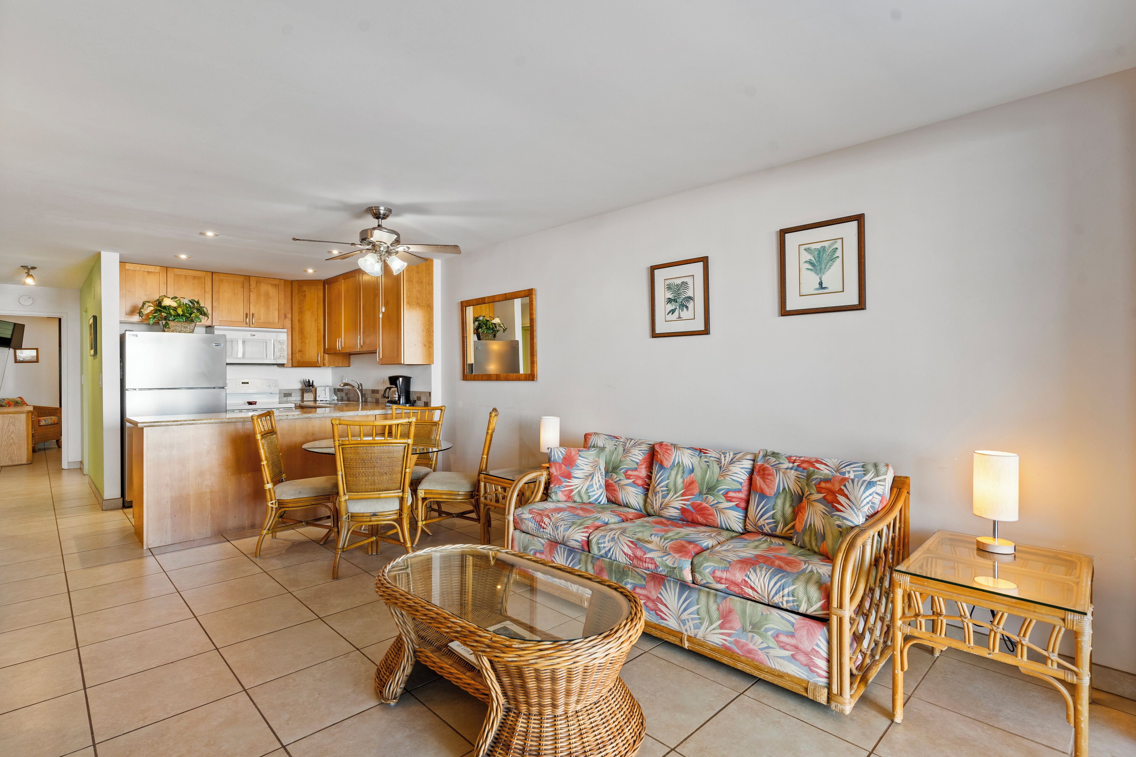 TV, DVD player, books, offices