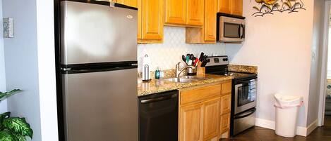 Fridge, microwave, oven, dishwasher