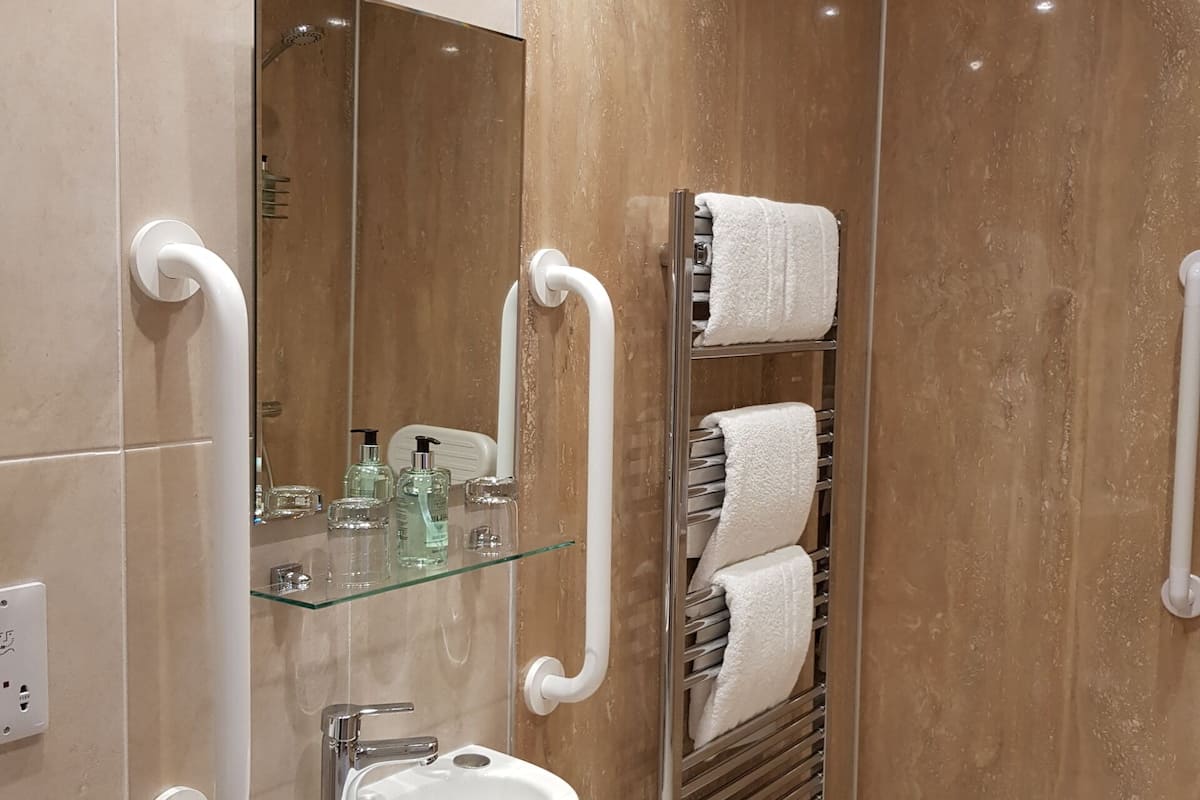 standard double room, accessible, ensuite (limited mobility) | bathroom