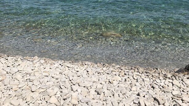 A rocky beach with clear water and a distant island. - Tobermory Peaceful Private Entire Log Cottage Spacious Fully Equipped (Tobermory)