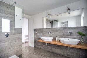 Dusche, Haartrockner, Handtücher