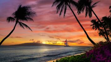 On the beach, beach towels