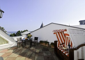 Outdoor dining - Ferienwohnung Wolke 7 - Penthouse, Dachterrasse, Meerblick, am Strand (Binz)