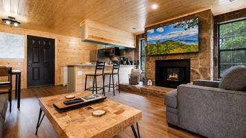 TV, fireplace, offices