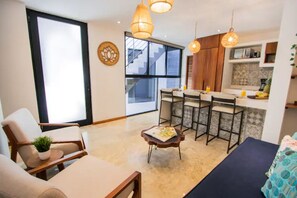Family Apartment, 2 Bedrooms, Private Pool, Tower | Living area | 40-inch Smart TV with digital channels, TV - Noil Residences (Tulum)
