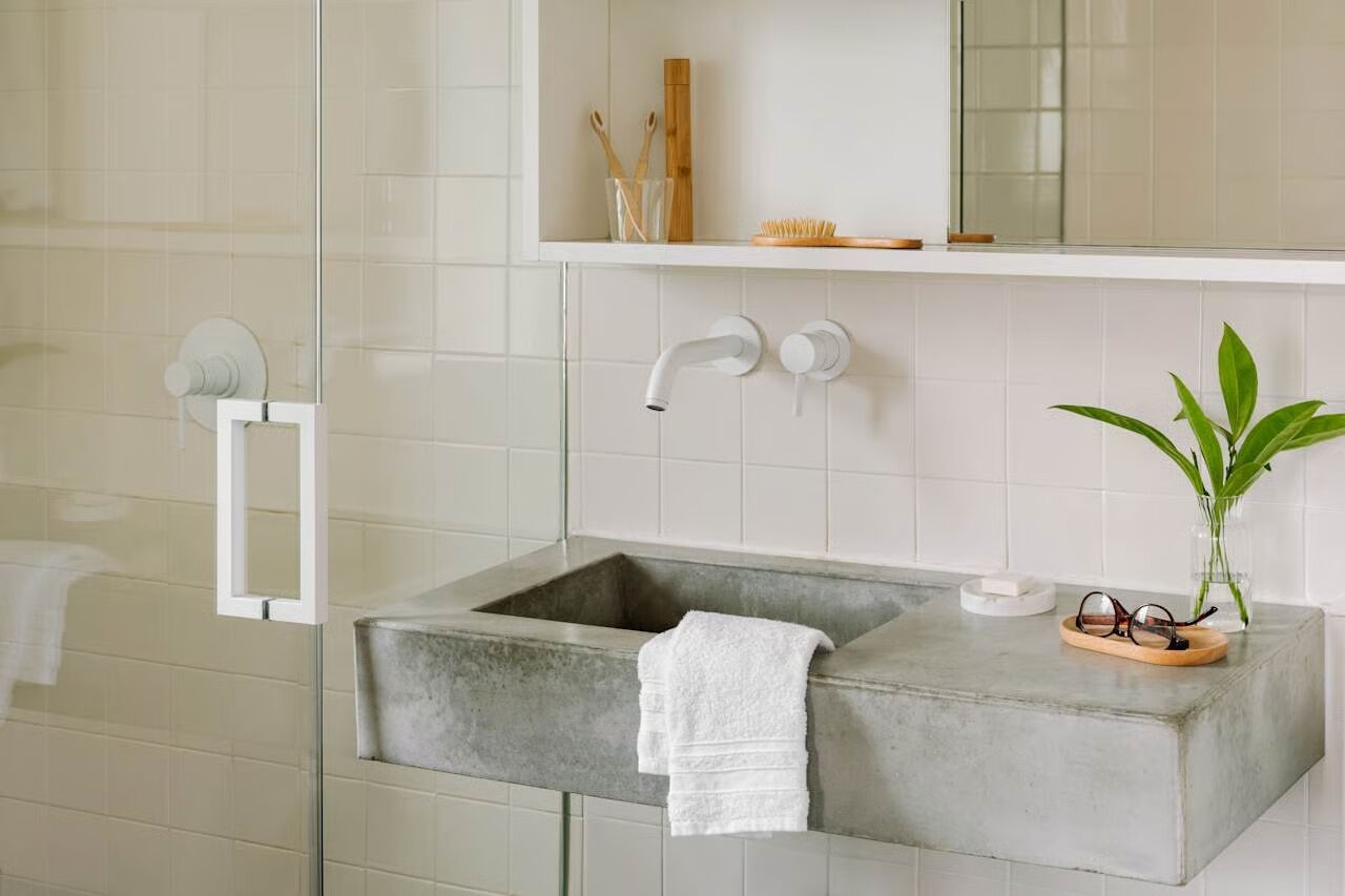 Designer toiletries, hair dryer, towels, soap