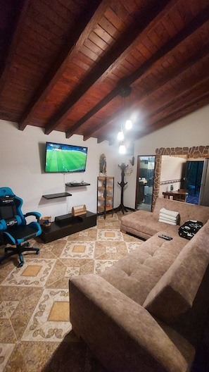 Smart TV, ping pong, books, music library