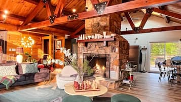 Télévision, cheminée, jeux vidéo, livres