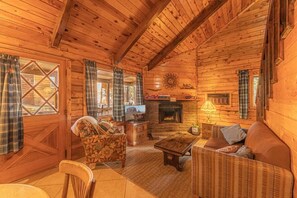 Televisión, chimenea, oficina