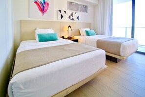 2 bedrooms, desk, iron/ironing board, travel crib