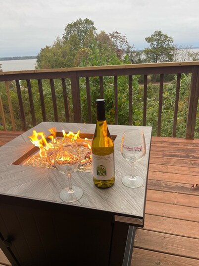 Busch Gardens-Williamsburg-Fishing-Cornhole-Deck-River View- FIRE TABLE!