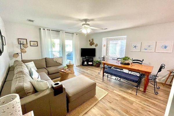 Sit & relax in this cushy, cozy, & comfy space after a long day at the beach!