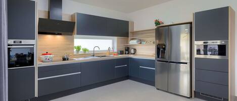 Microwave, oven, dishwasher, high chair