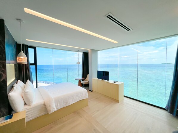 Chambre Deluxe, vue sur la mer | 1 chambre, draps en coton égyptien, literie de qualité, couette en duvet