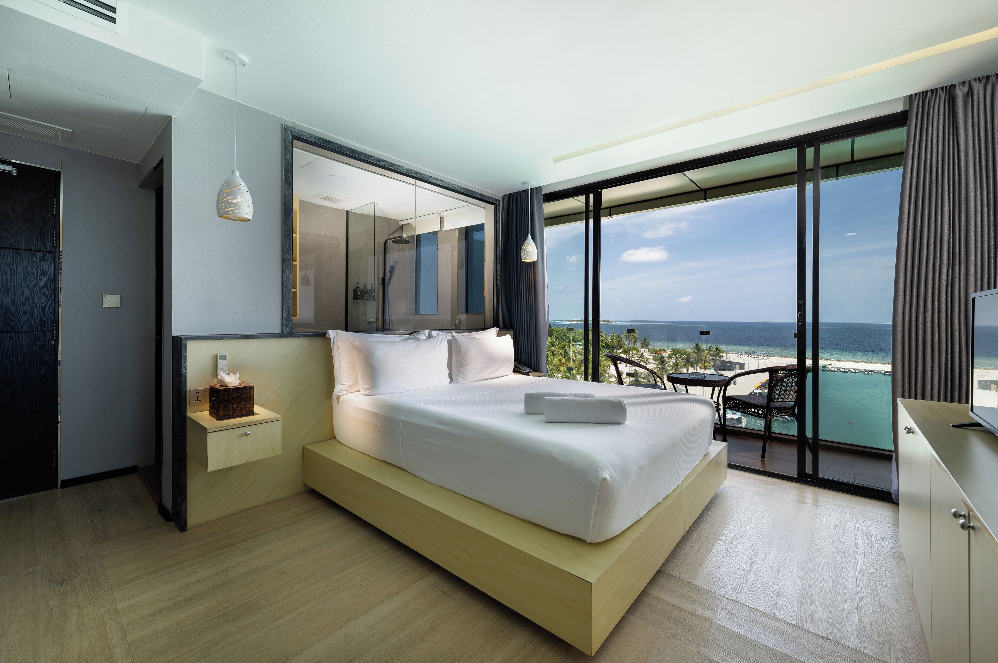 Executive Sea View with Balcony | Egyptian cotton sheets, premium bedding, down comforters, desk