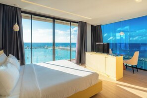 Chambre Exécutive, balcon, vue mer | 1 chambre, draps en coton égyptien, literie de qualité supérieure