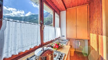 Køleskab, mikrobølgeovn, kogeplade, kaffe-/temaskine