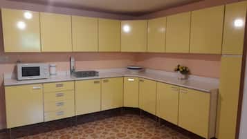 Großer Kühlschrank, Mikrowelle, Ofen, Herdplatte