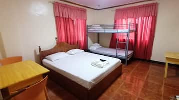 Desk, free WiFi, bed sheets